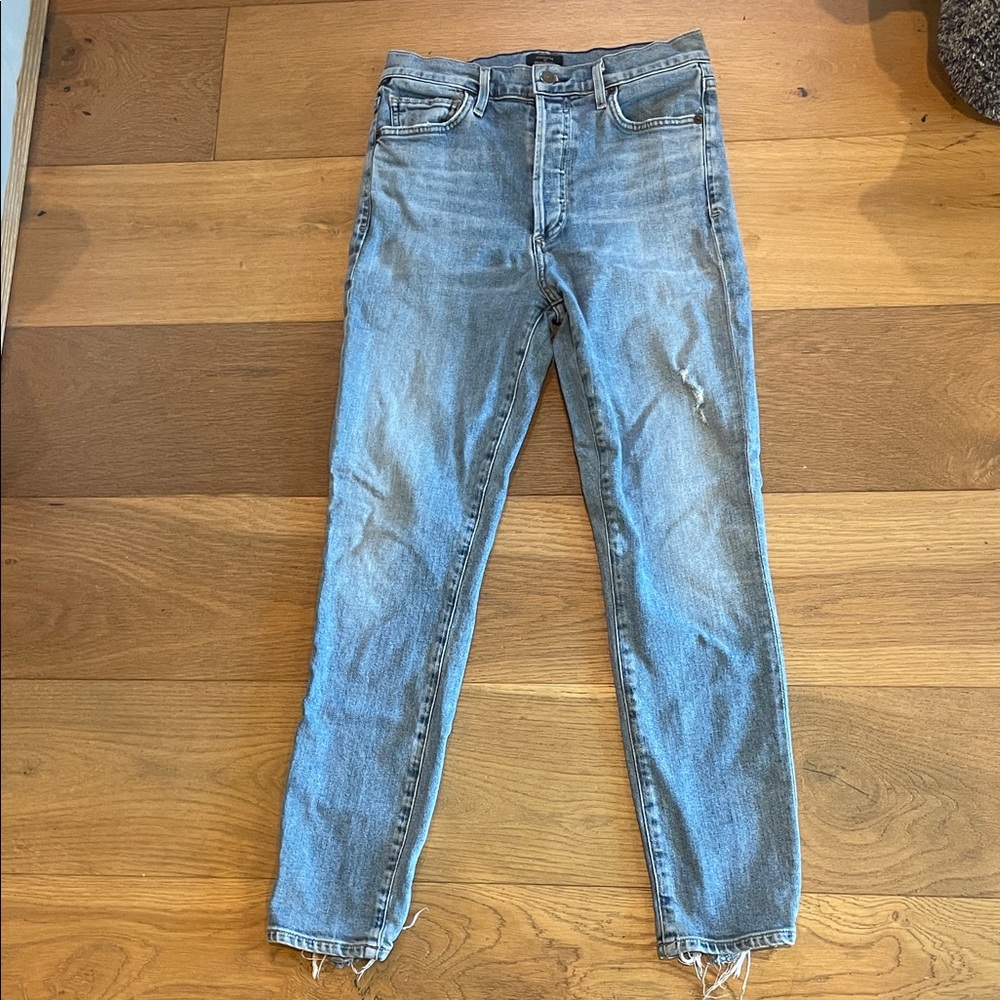 Citizens Of Humanity Olivia High Rise Slim Ankle Light Blue Distressed Jeans